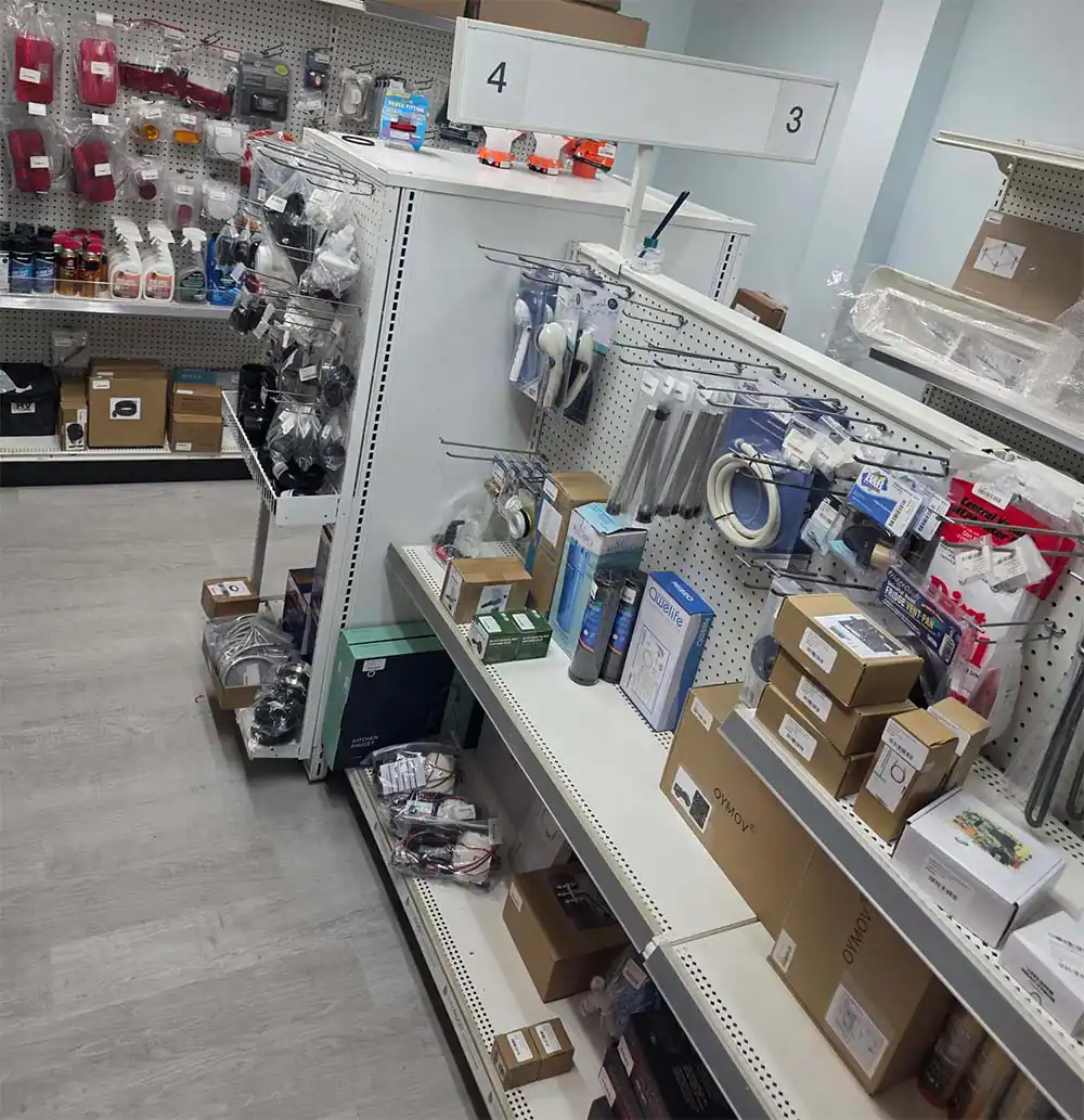 Parts store shelves